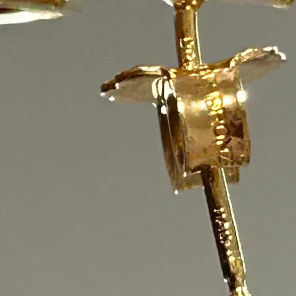 New Signed Milor Bronze Italy Gold Front Drop CIrcle Hoop Pierced Earrings - Picture 5 of 7